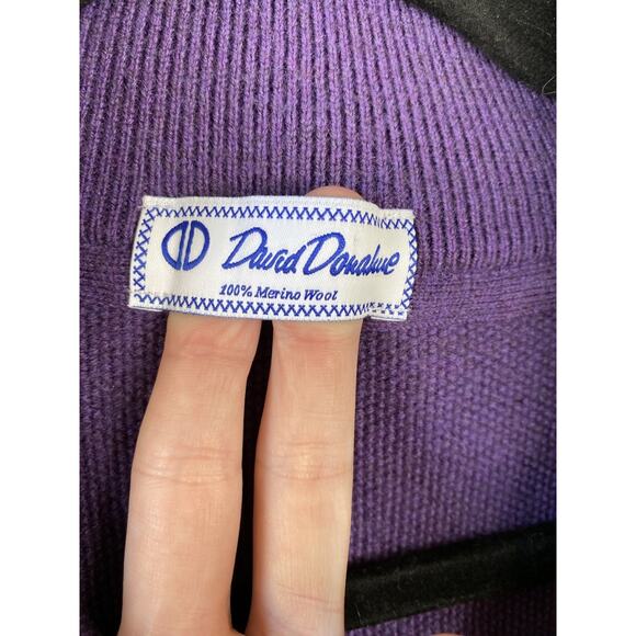 David Donahue Sweater Mens Size XL Purple Merino Wool Zip Popover Office Church - Picture 5 of 11